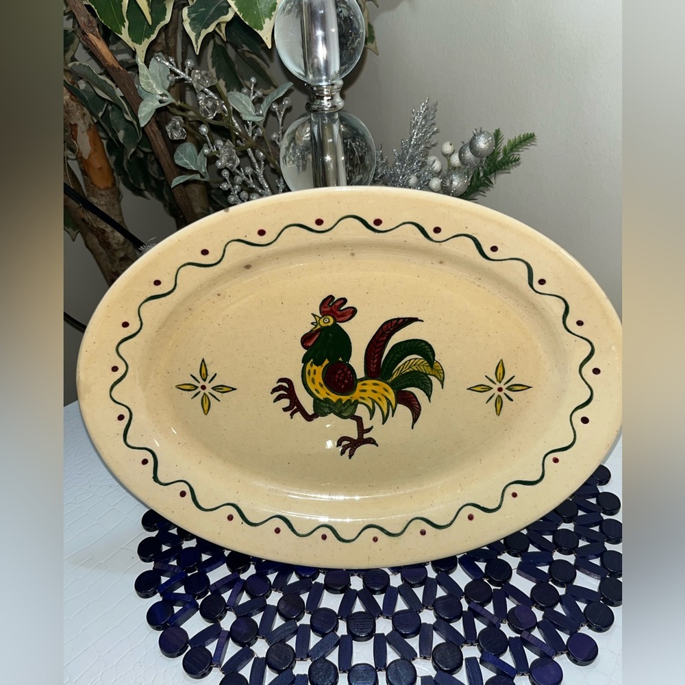 Metlox California Provincial Serving Platter Poppytrail Rooster Oval Single Dish